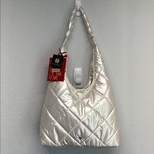 House of Harlow 1960 | Iridescent White Quilted Shoulder Bag w/Matching Wallet